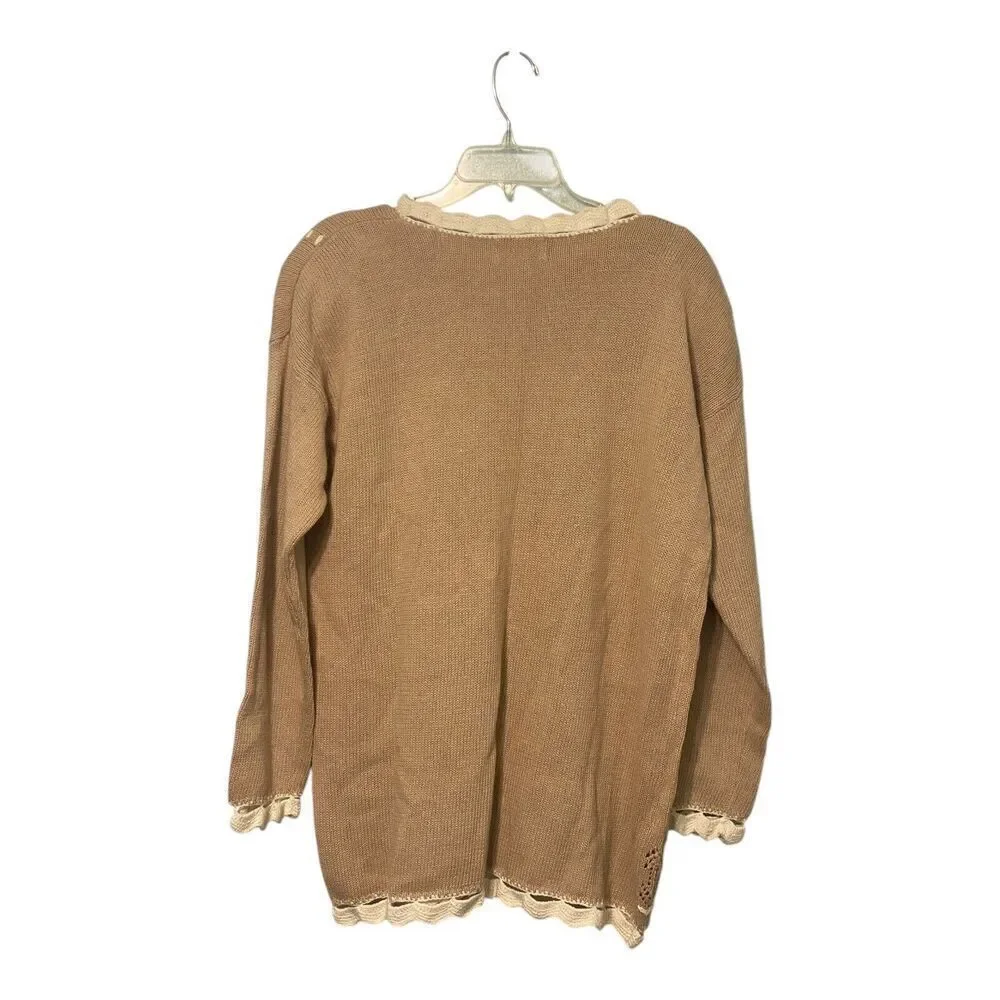 Vintage WORTHINGTON Women's Embroidered Tunic Sweater Large Boho Cottagcore